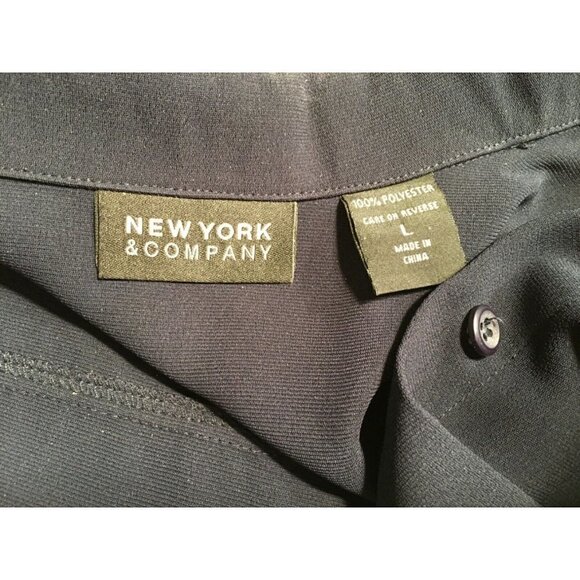 NEW YORK & COMPANY Pre-owned 100% Polyester Shirt/Jacket, NAVY BLUE*, Size Large - Picture 3 of 9